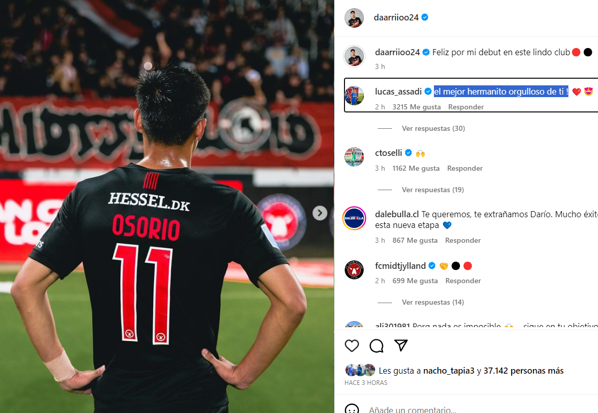 Assadi orgulloso: el mensaje de Lucas a Darío Osorio por su debut en el fútbol europeo