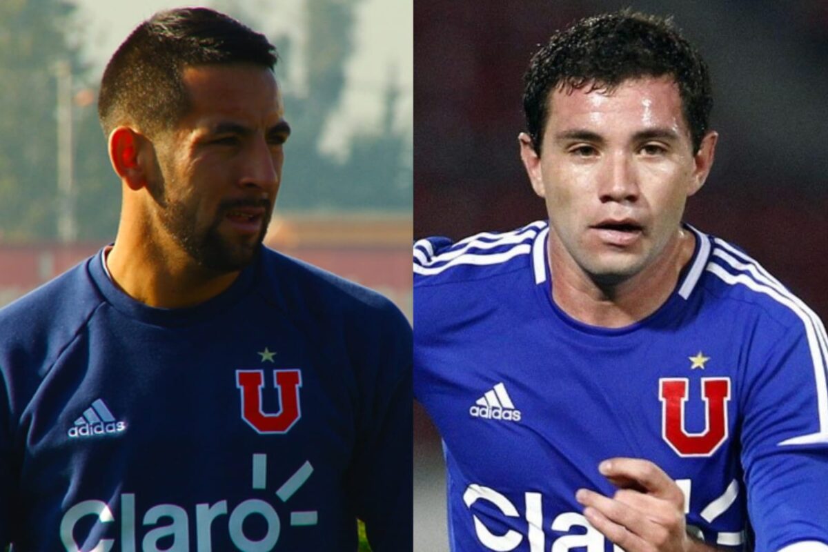 Mauricio Isla y Eugenio Mena con indumentaria de Universidad de Chile.