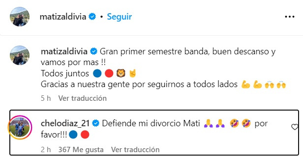 "Defiende mi divorcio": el llamativo mensaje de Marcelo Díaz a Matías Zaldivia tras final de temporada