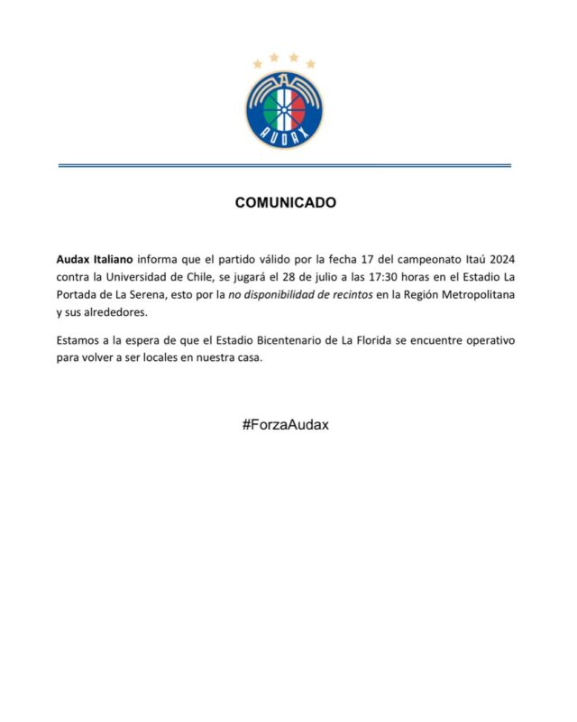 Fuera de la Región Metropolitana: Audax Italiano confirma estadio para recibir a la U