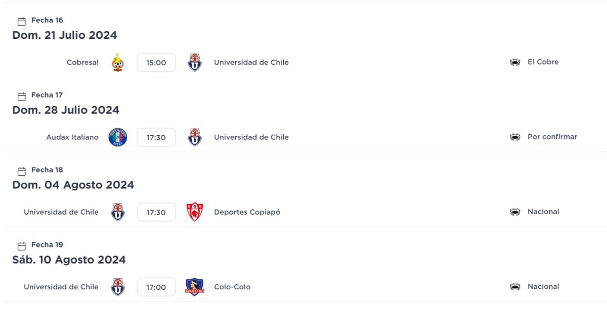 Superclásico tiene fecha y hora: ANFP programa los próximos cuatro partidos de la U en el Campeonato Nacional