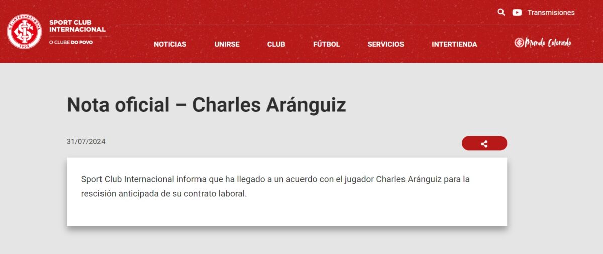 El gran golpe de la U: Inter de Porto Alegre hace oficial trascendental decisión sobre Charles Aránguiz