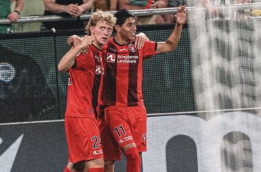 Darío Osorio celebra en Champions.