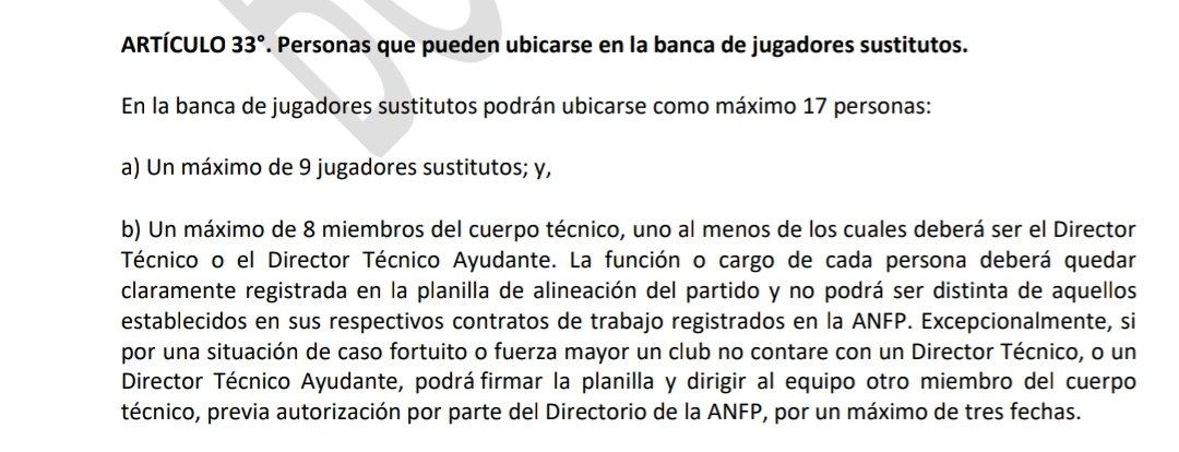 Cambios en el banco de suplentes: La propuesta para las Bases del Campeonato Nacional 2025