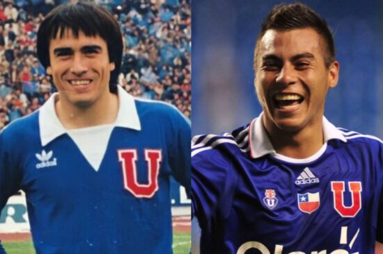 Martín Gálvez y Eduardo Vargas con la camiseta de la U.